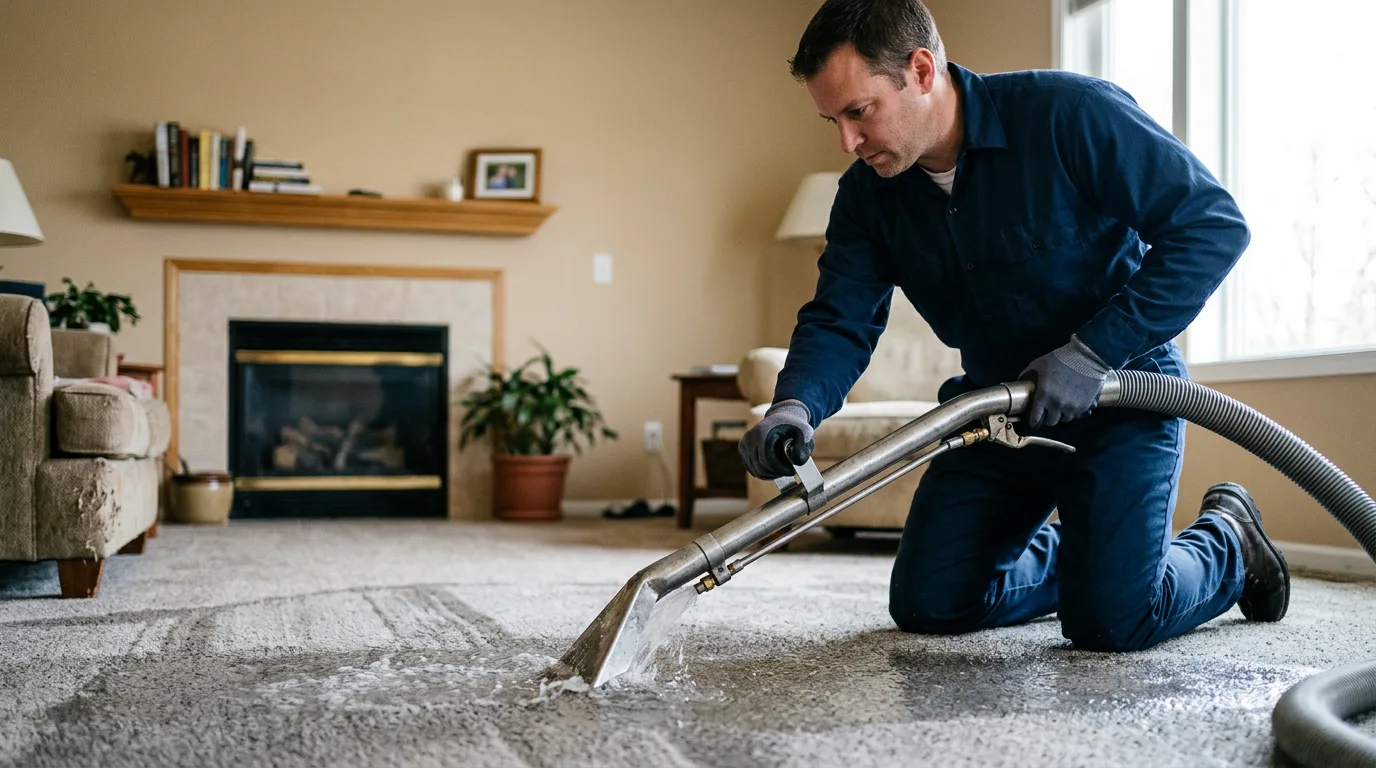 Water damage restoration technician working near Carson, MS